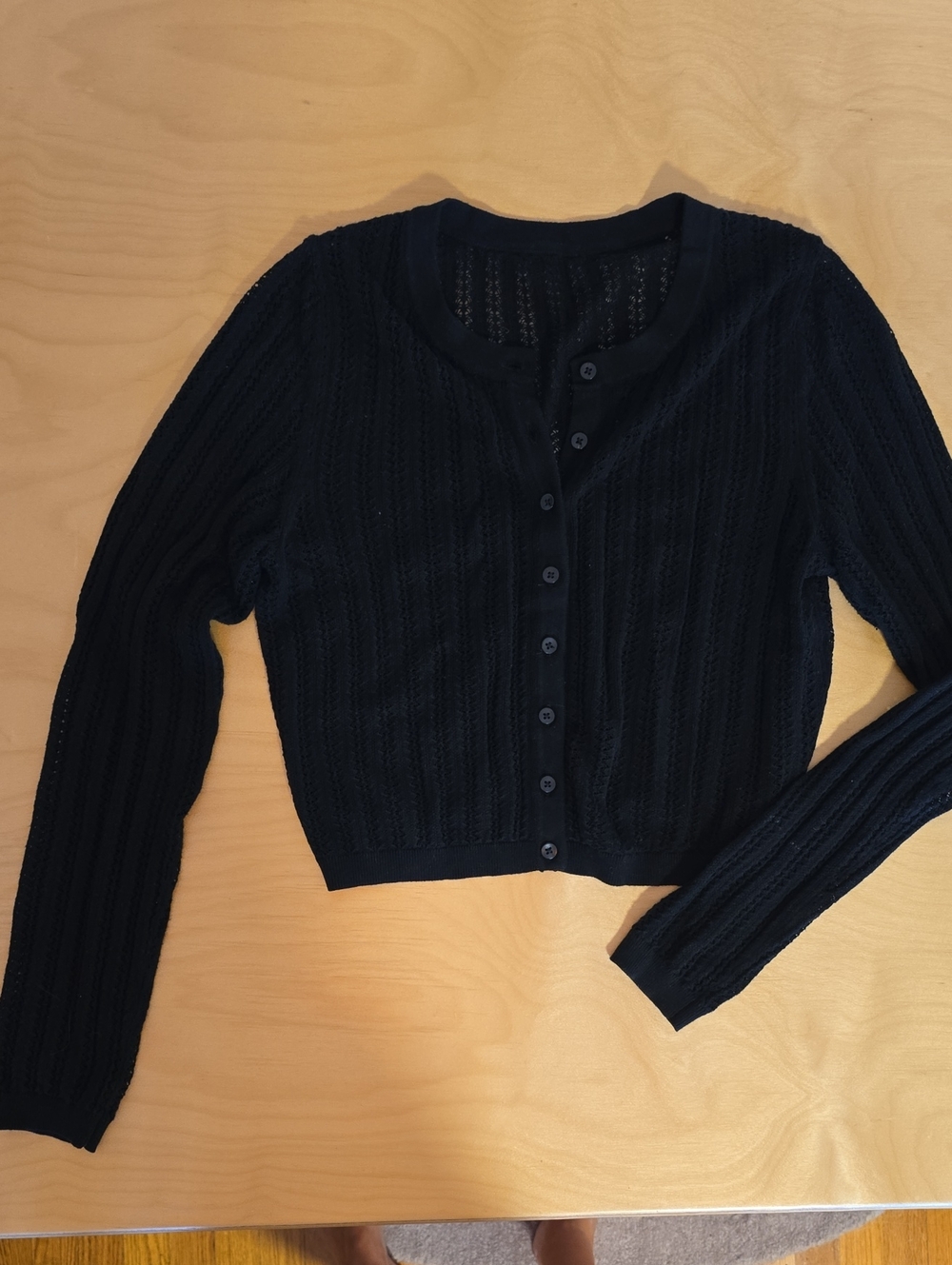 a new day Navy Cropped Button-Front Cardigan
